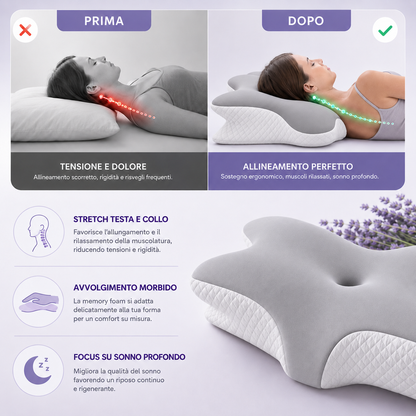 Cuscino Cervicale Ergonomico Memory Foam Butterfly