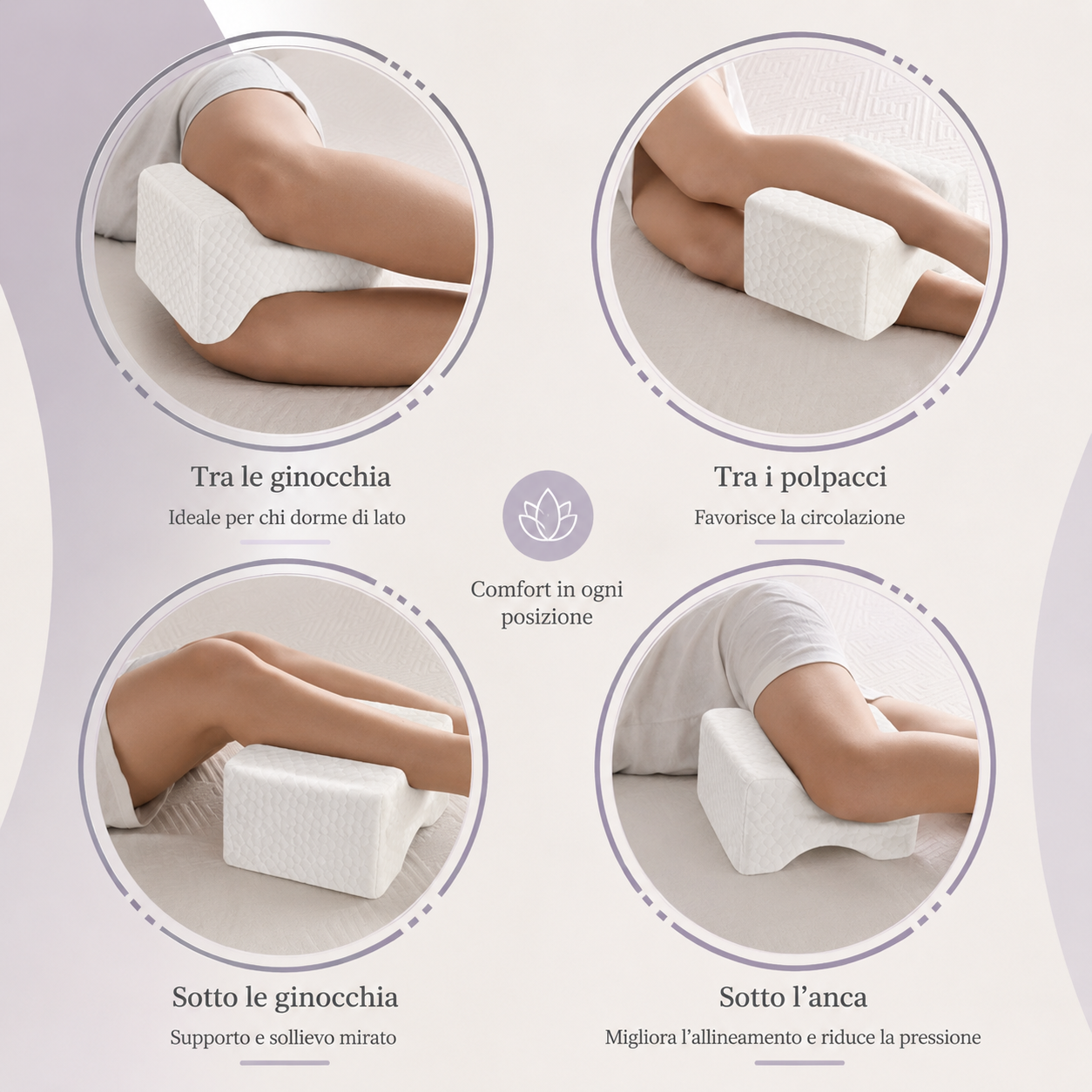Cuscino Ergonomico per Gambe Memory Foam